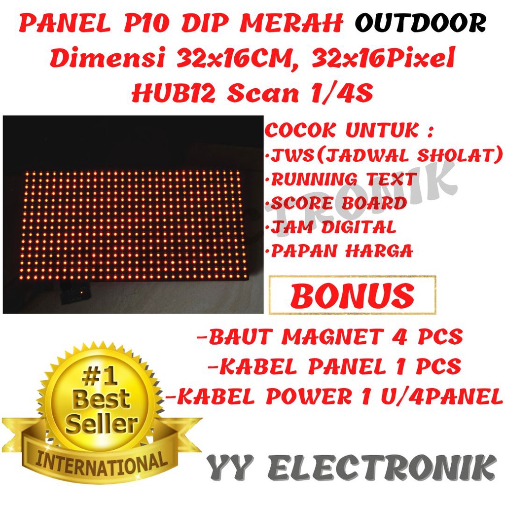 Jual Panel Modul LED P10 Running Text DIP Merah Red Outdoor ( B ...