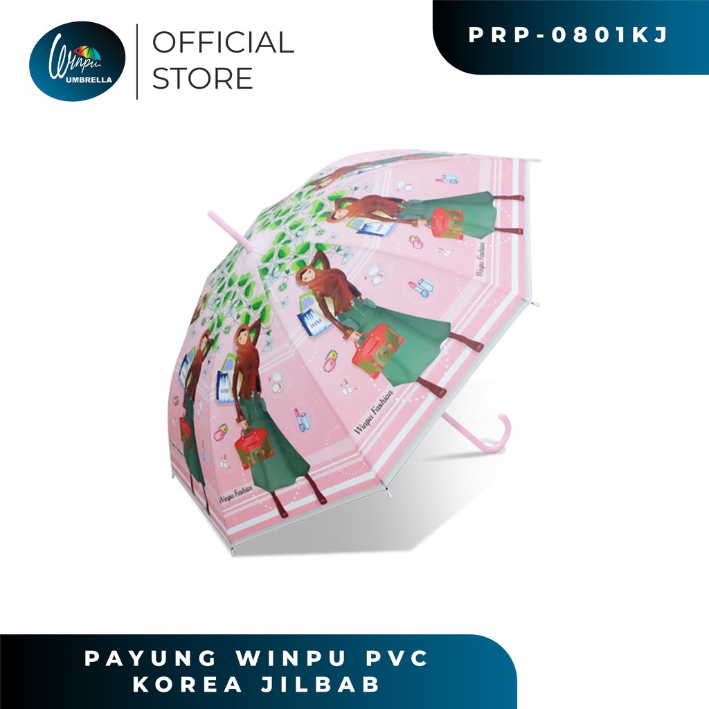 Jual WINPU Payung Korea Transparan Lucu Motif Karakter Jilbab | Shopee ...