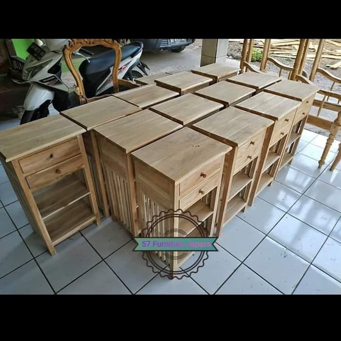 Jual Nakas Laci Minimalis Bedside Table Tempat Meja Galon Air Kayu Jati