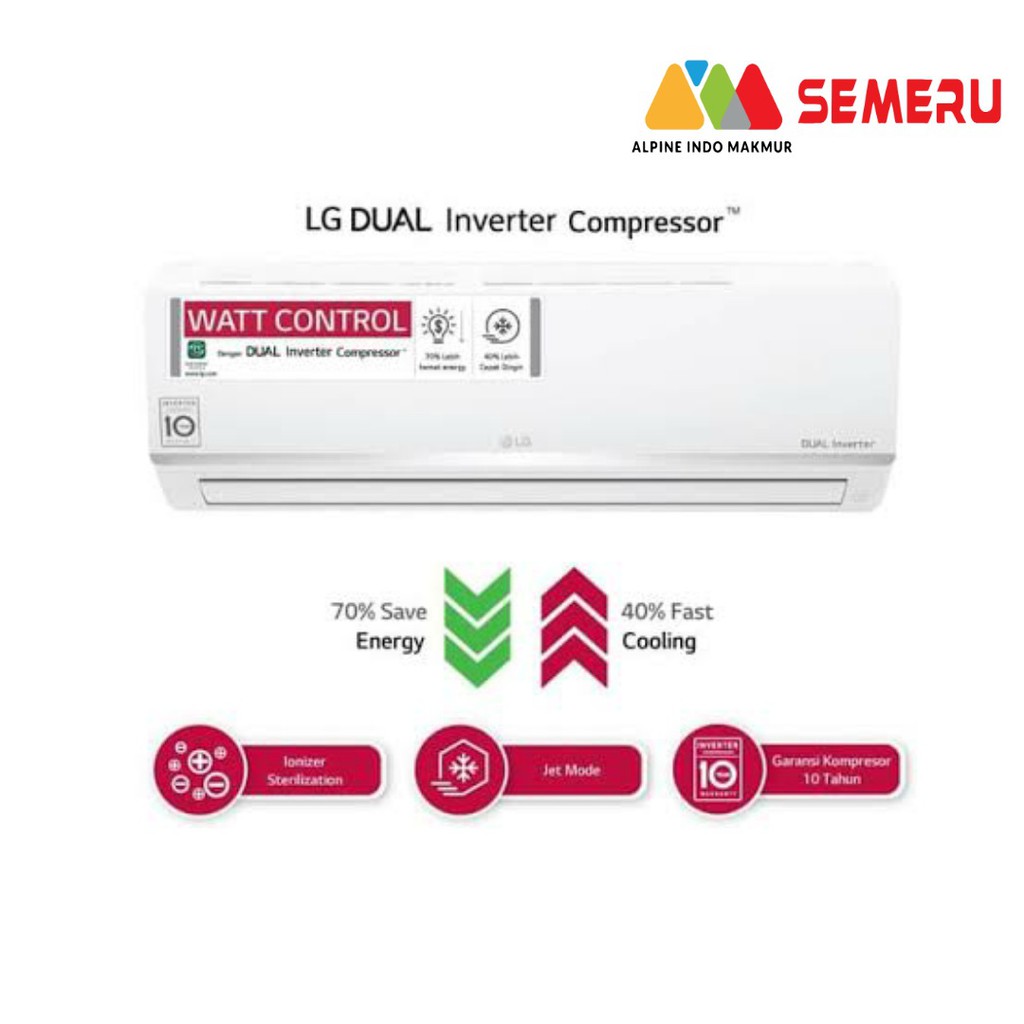 Jual LG AC DUAL COOL SMART INVERTER / 1 PK E10SV5.NWAC/UWAC Shopee