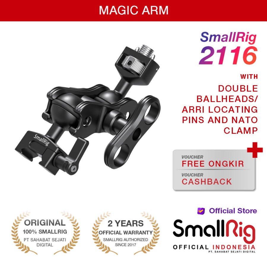 Jual Smallrig Magic Arm With Double Ballheads( Arri Locating Pins And ...