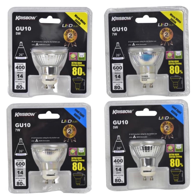 Jual KRISBOW BOHLAM LED GU10 5, 7WATT 600LUMENS/ACE BULB GU10 COB 5W ...
