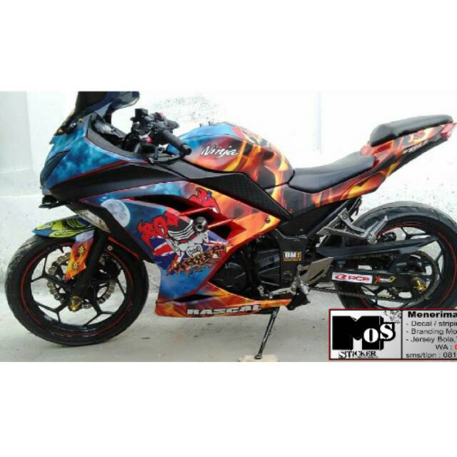 Jual Decal sticker Kawasaki Ninja 250 fi design bebas full body keren
