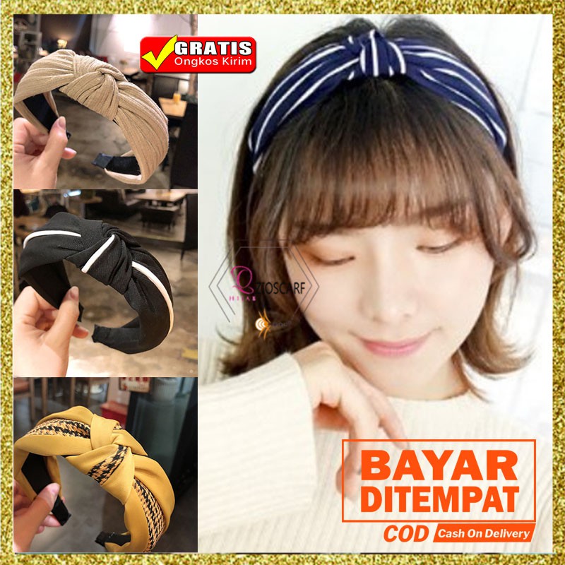 Jual Headband Korea Style Bando Motif Bandana Polos Bandana Import Fashion Wanita Rambut Ak12 