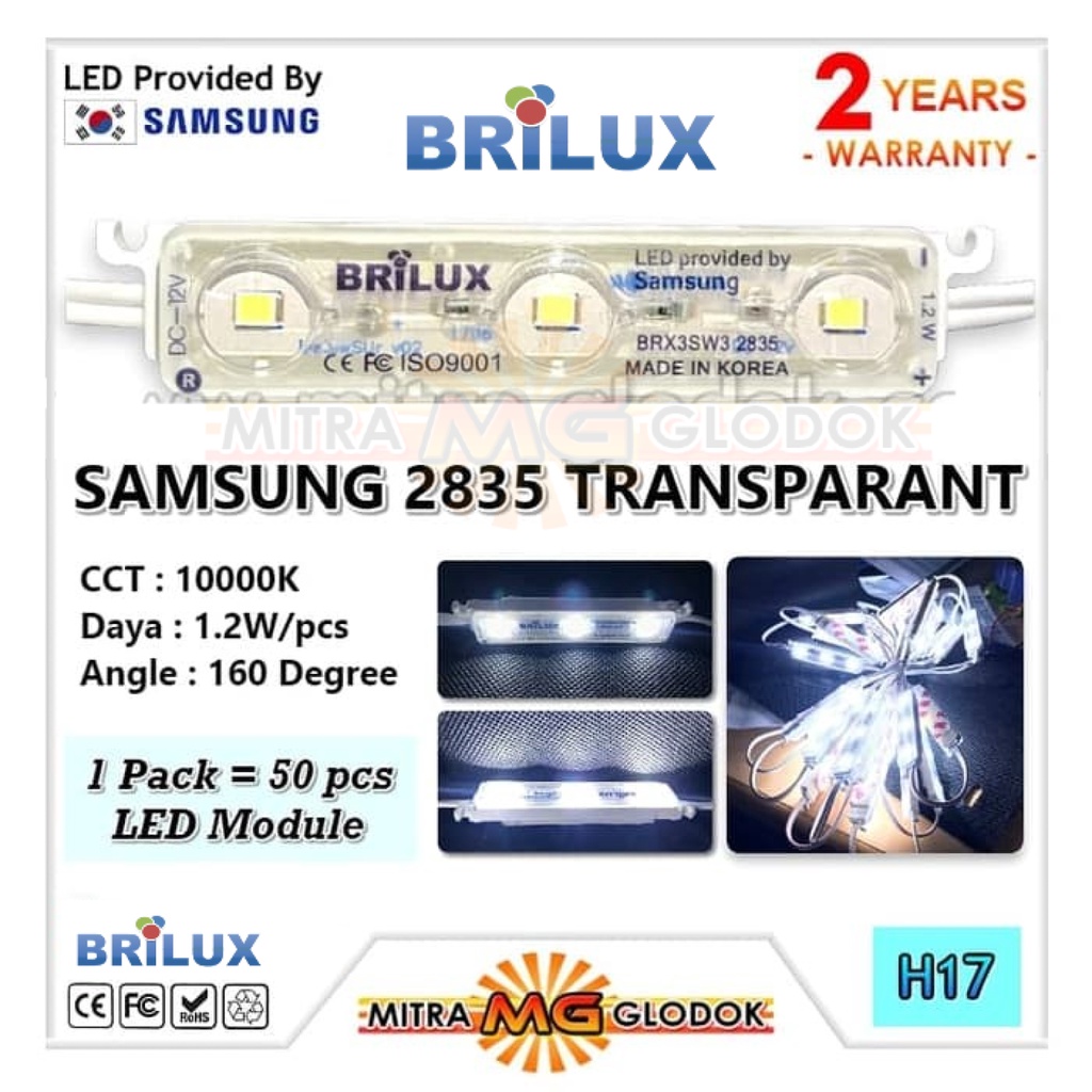 Jual LED MODULE SAMSUNG BRILUX SMD 2835 TRANS ANGLE LED MODULE 3 MATA ...
