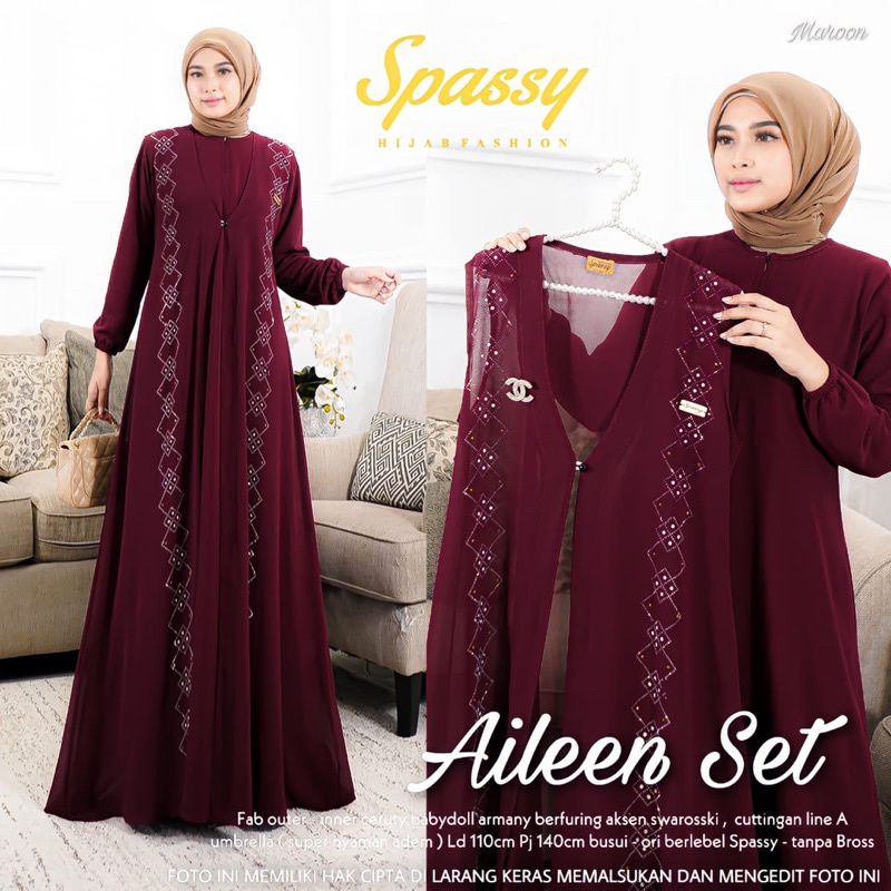 Jual Aileen Set Gamis Wanita Swarovski Standart Dan Jumbo | Shopee ...