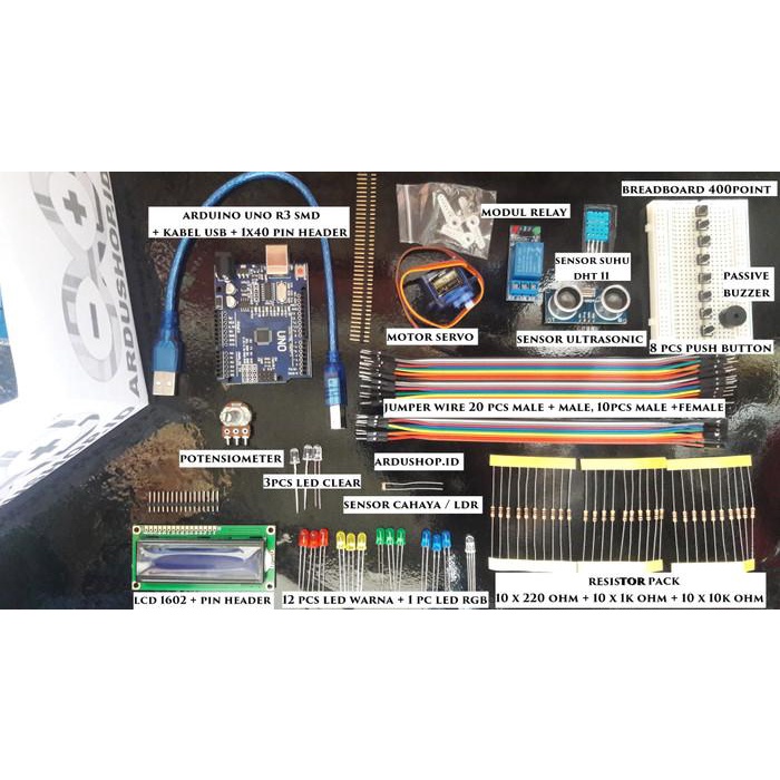 Jual Kit Set | Starter Kit Arduino - Uno R3 Compatible Paket Untuk ...