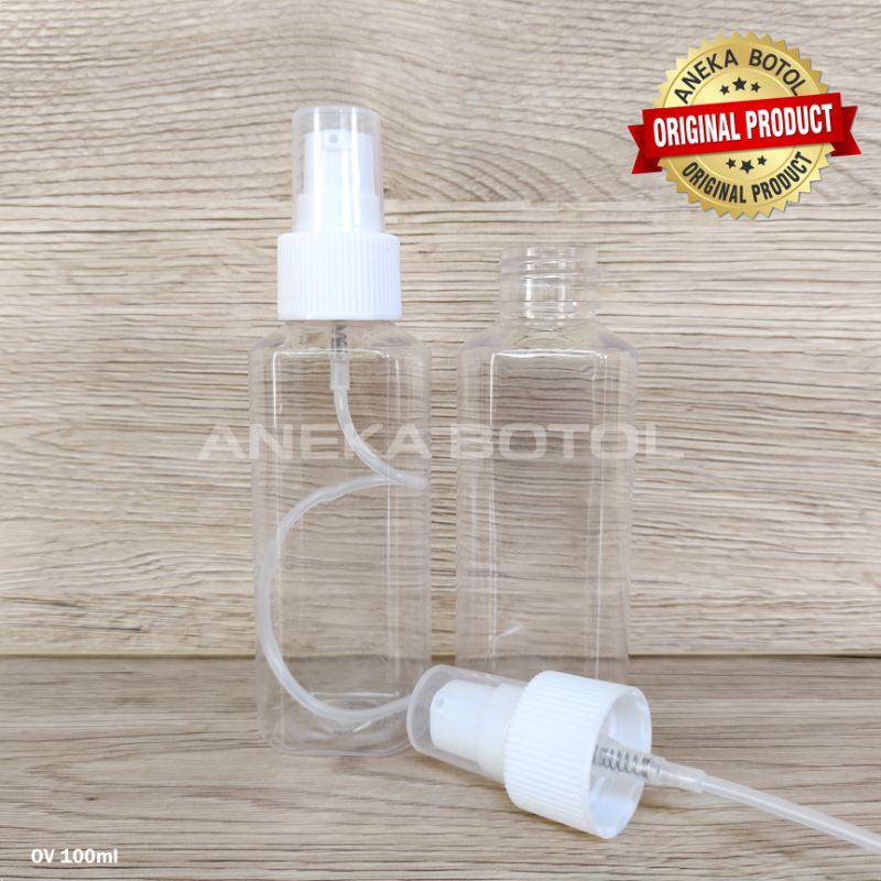 Jual BOTOL PET OV 100 ML KOTAK BENING TUTUP PUMP SPRAY PUTIH ...