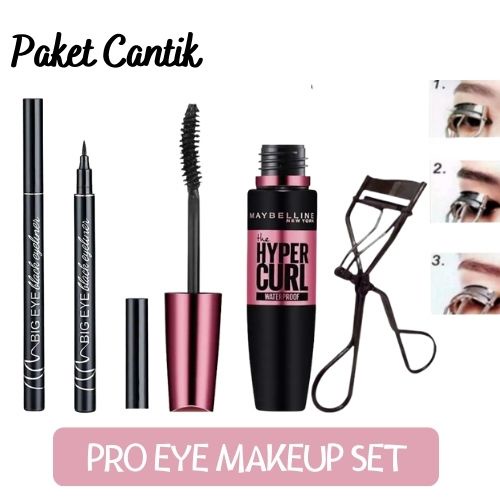 Jual PAKET 3PCS Maskara + Eyeliner + Penjepit Bulu Mata MURAH