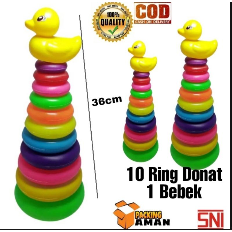 Jual Ring Donat Susun Mainan Anak Donat Bebek 10 Ring | Shopee Indonesia