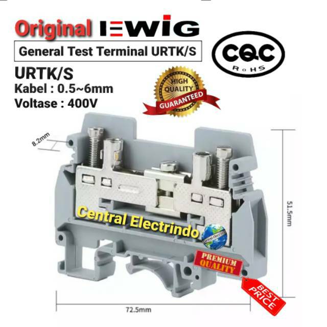 Jual Terminal Block General Test URTK/S (0.5~6mm) 400V Din Rail EWIG ...