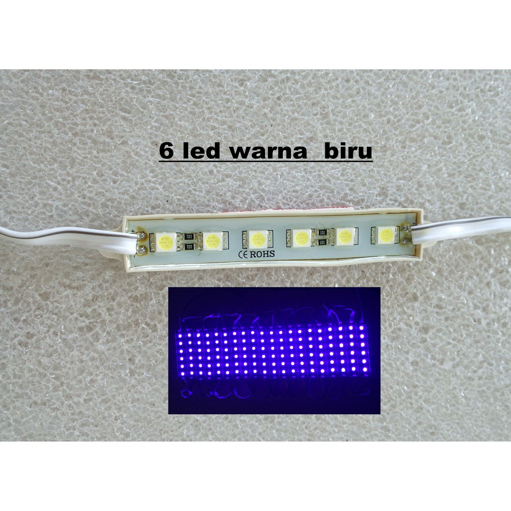 Jual Modul LED Strip 6 Mata SMD 5050 WATERPROOF 12v Warna Biru | Shopee ...