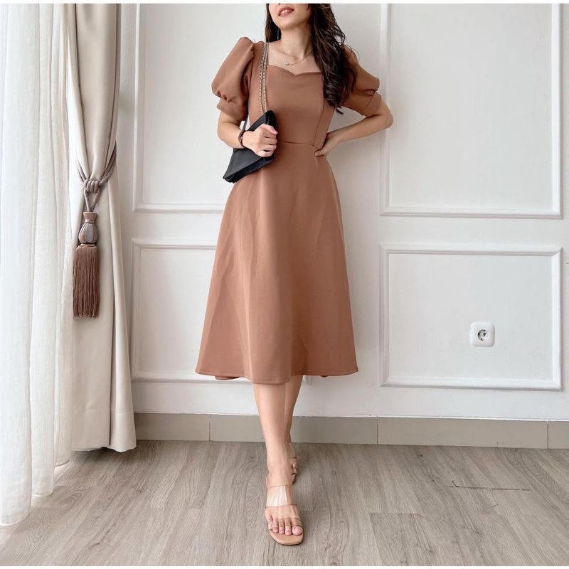 Jual Dress Jassy Midi Casual Gaun pesta Elegan | Shopee Indonesia