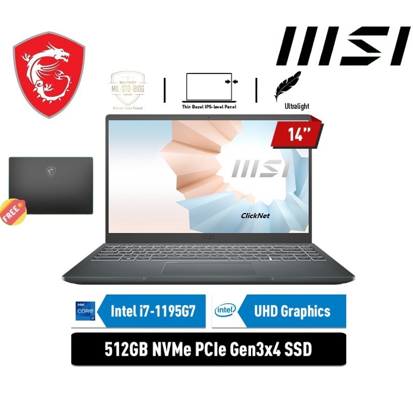 Jual MSI MODERN 14 B11MOU-1059 I7-1195G7 8GB 512GB SSD FHD IPS WIN11 ...