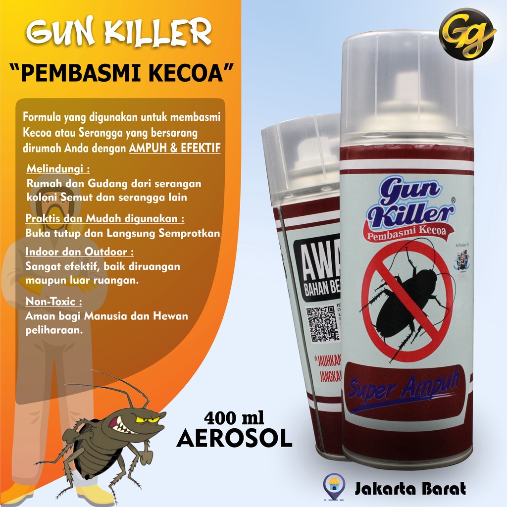 Jual RACUN KECOA PALING AMPUH PEMBASMI KECOA DAN SERANGGA GUNKILLER