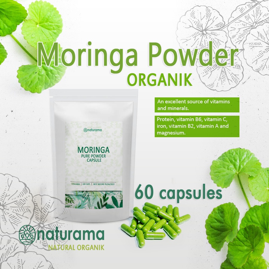 Jual Moringa Oleifera Leaf Powder 60 Capsule Bubuk Daun Kelor Organik ...