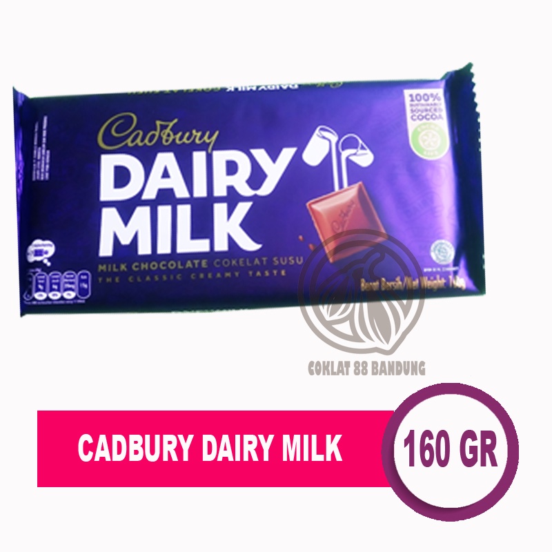 Jual CADBURY DAIRY MILK 160GR COKELAT EX 165 GR, COKLAT CADBURY 150GR ...