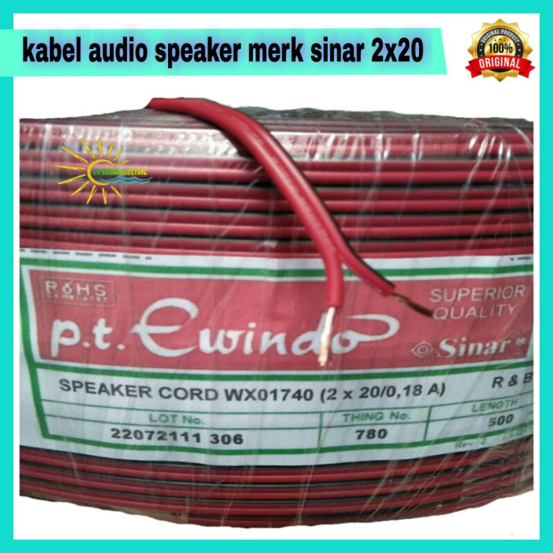 Jual kabel audio speaker listrik merah hitam merk sinar PT Ewindo NYZ