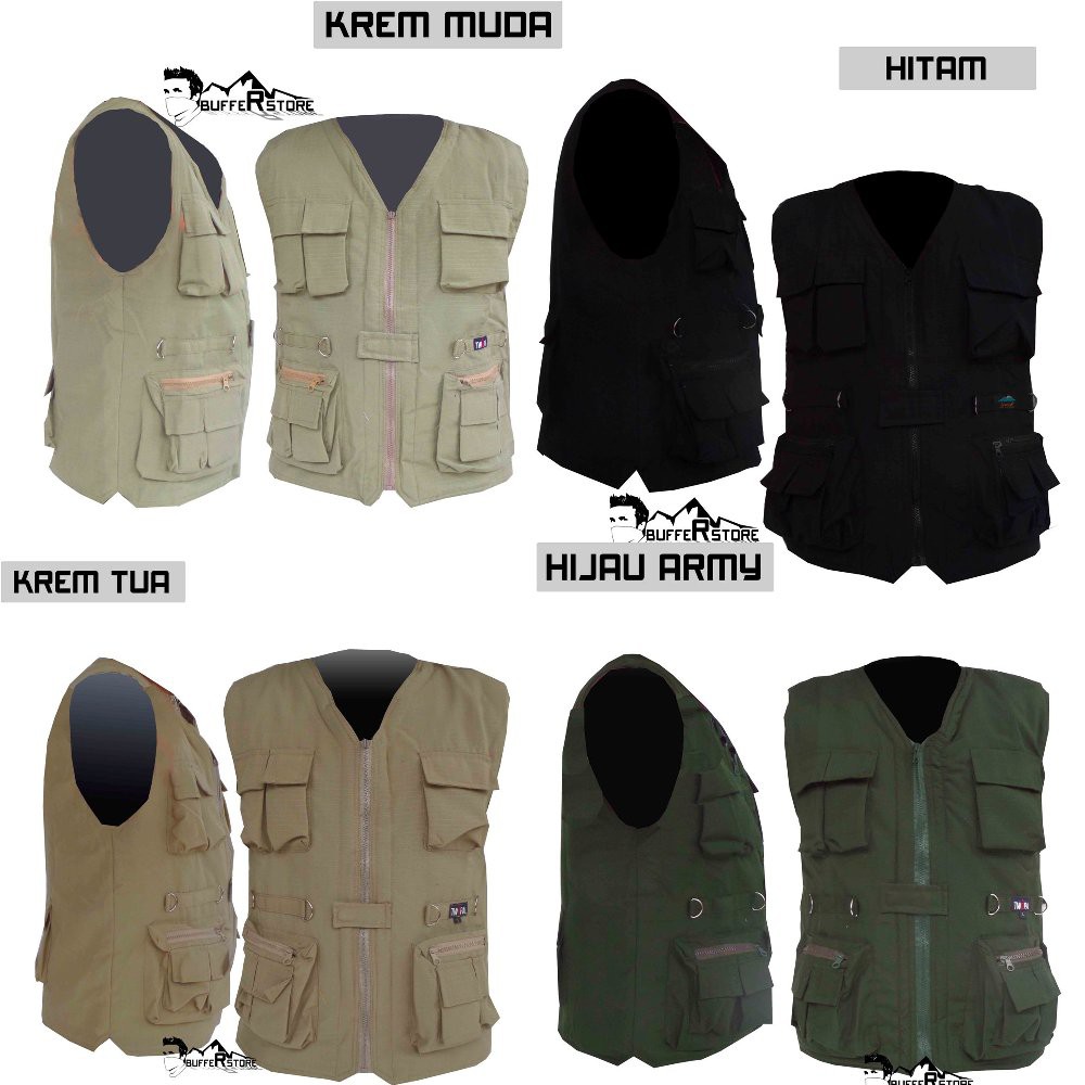 Jual jaket rompi army outdoor krem tua motor mancing safety militer ...