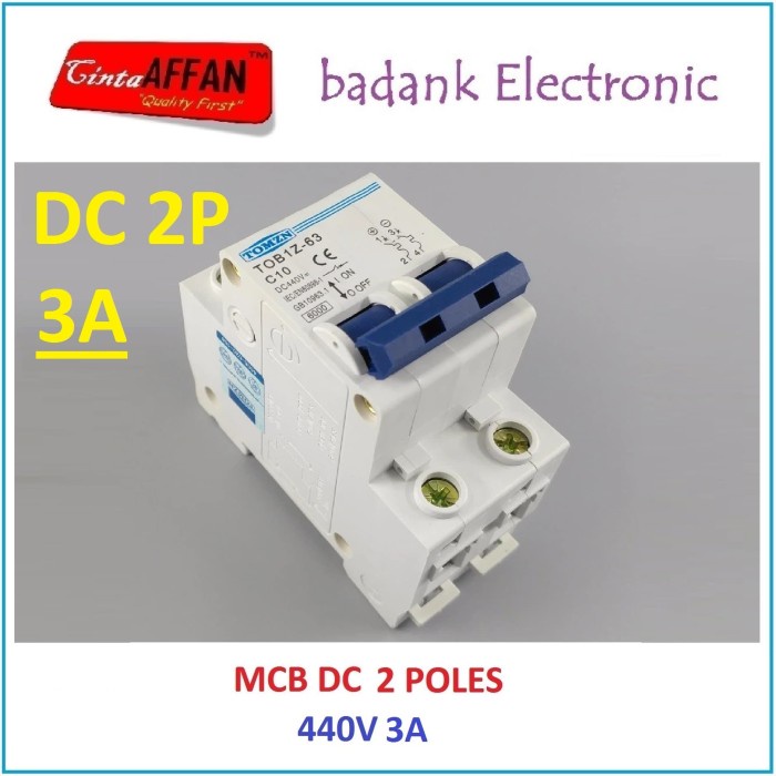 Jual MCB DC C3 3A 440V 2P Circuit Breaker Solar PV Panel Surya PLTS ...