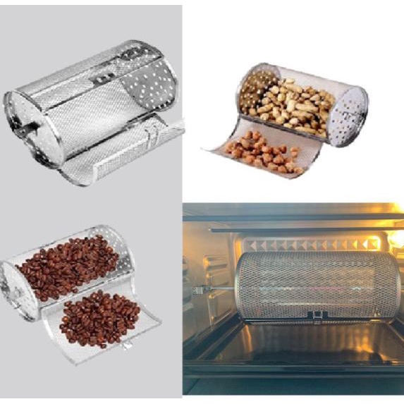Roestvrij Staal Rotisserie Grill Roaster Drum Oven Mand Oven Roaster Bakken Kooi Voor Pinda Gedroogde Moer BBQ