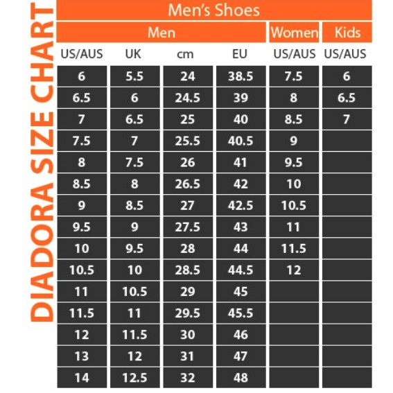 Diadora shoe size chart best sale