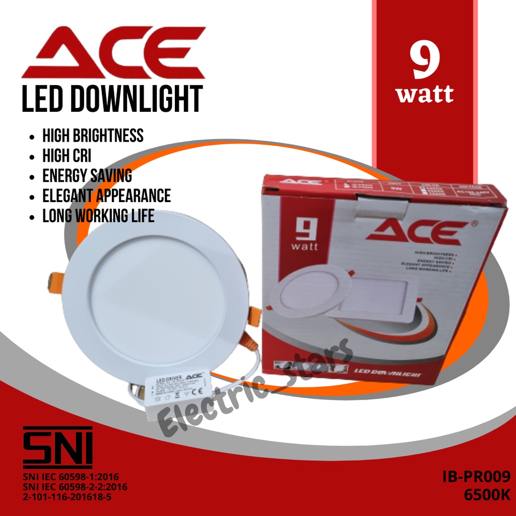 Jual Lampu Plafon Downlight LED Inbow ACE 9 Watt Cahaya Putih Bulat ...