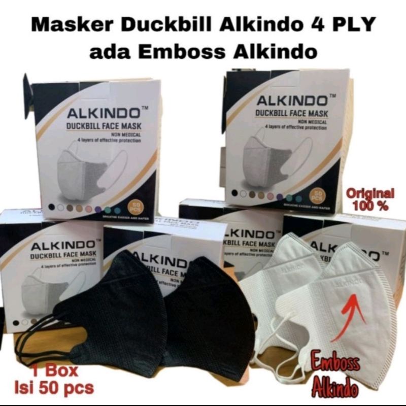 Jual Masker Alkindo Duckbill 4ply Earloop Embos Isi 50pcs | Shopee ...