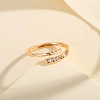 Lanme Jewelry Cincin Wanita Korea Fashion Aksesoris Cincin Perhiasan Wanita Cincin Titanium Bisa Disesuaikan Kristal Lapis Emas Y534