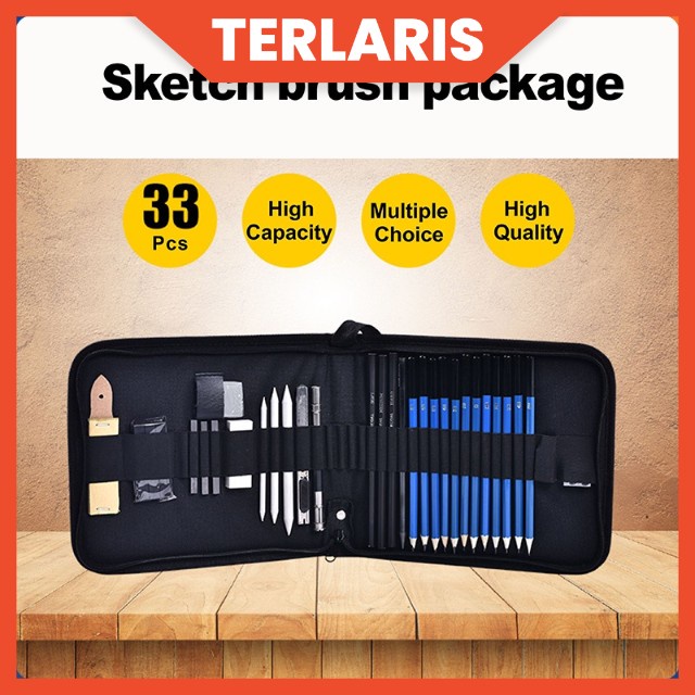 Jual Pensil Sketsa 33pcs Set Sketch Pensil Pisau Penghapus Dan Pensil