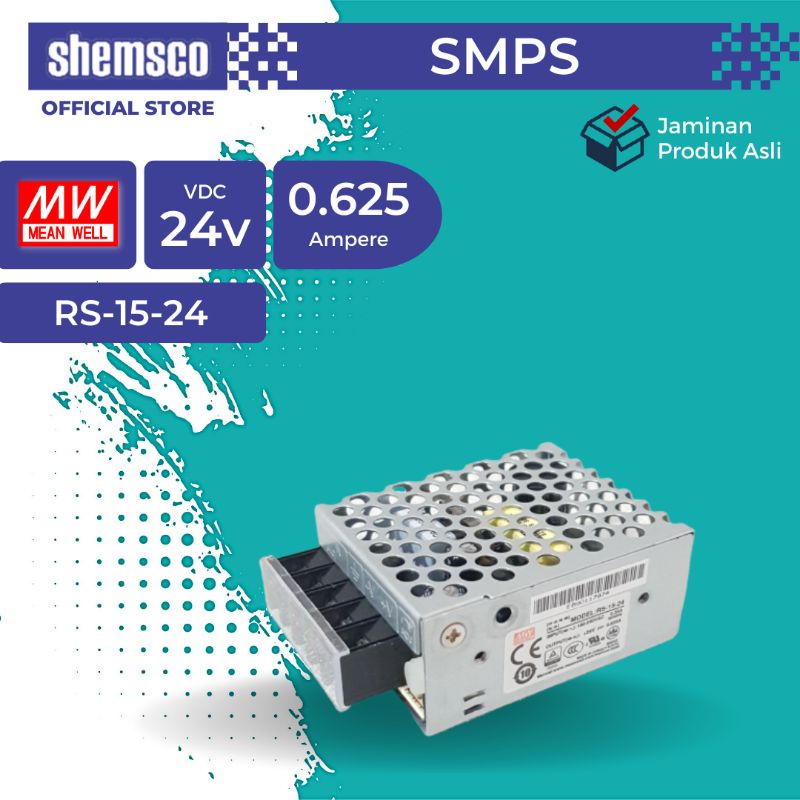 Jual 24v DC 0 625A SMPS Meanwell RS 15 24 Switching Power Supply Mean 