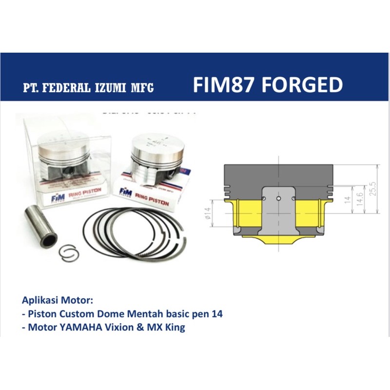 Jual Piston FIM Mentah Custom Dome Forging Yamaha Nmax Vixion R15 ...