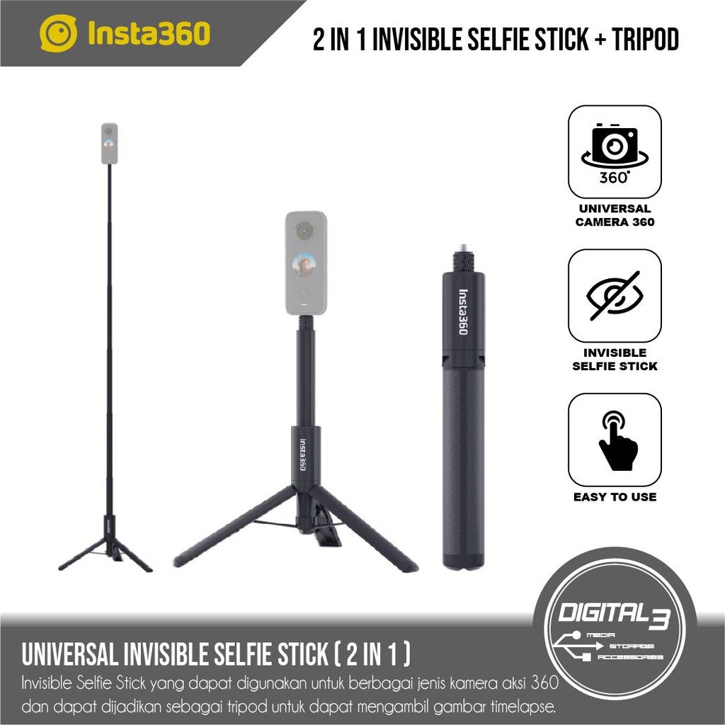 Jual Insta360 2 In 1 Invisible Selfie Stick Tripod One R One X One