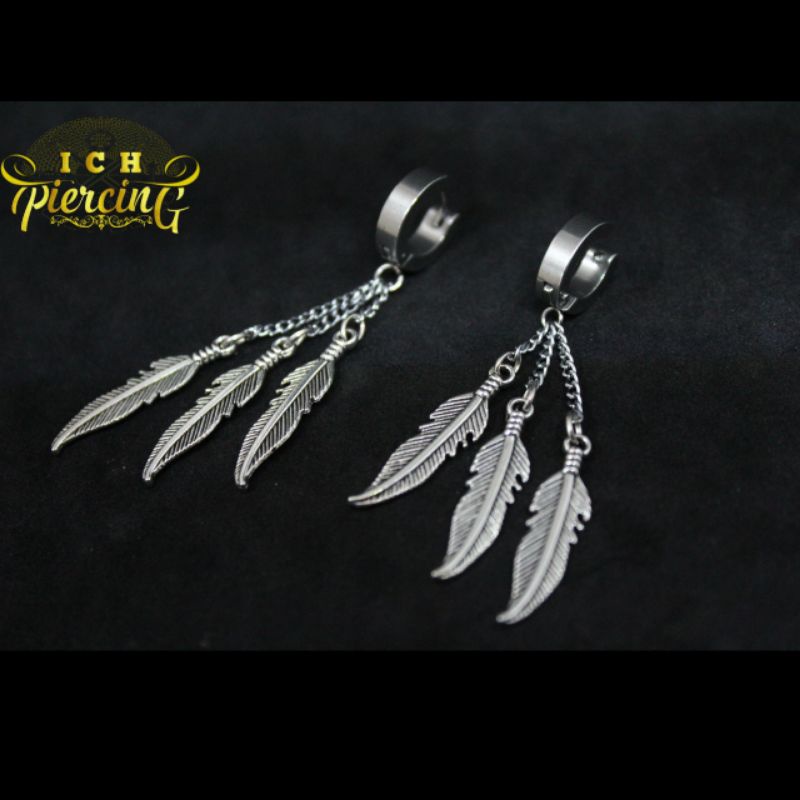 Jual ANTING stainless steel RUMBAI MODEL BULU 3 ALA KOREA ANTING TINDIK ...