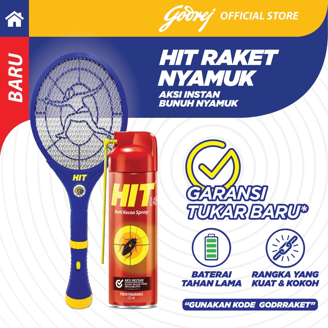 Jual HIT Expert Raket Nyamuk + HIT Anti Kecoa Aerosol 325 ml | Shopee ...