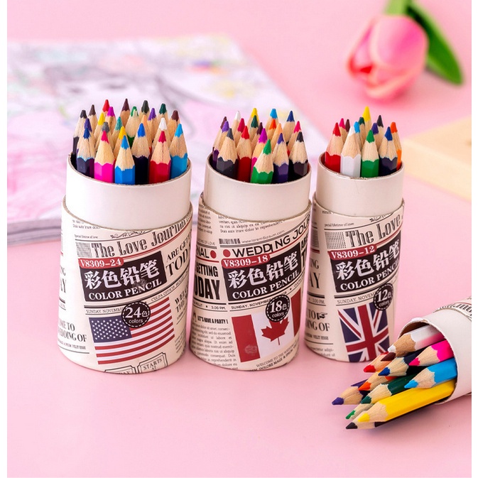 Jual COLOR PENCIL 18COLOR/PENSIL WARNA 18WARNA/Motif tabung KORAN ...