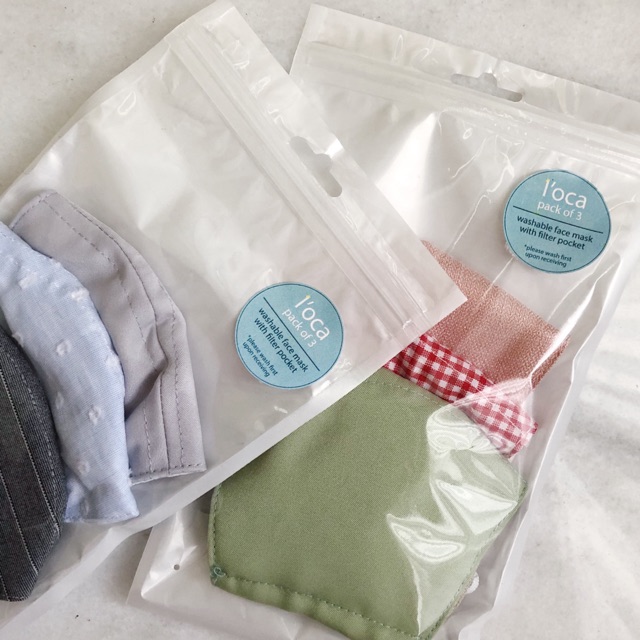 Jual BASIC MASK - Masker kain pack of 3 with ear-loops and filter ...