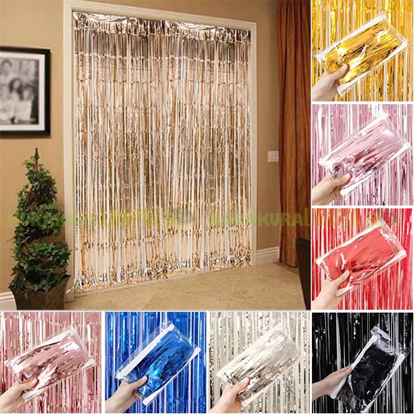 Jual Tirai Foil Rumbai Dekorasi Foil Curtain Backdrop Acara Pesta ...