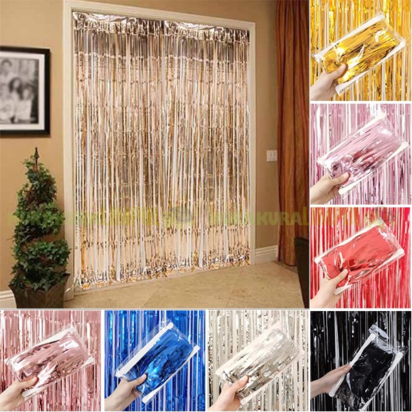 Jual Tirai Foil Rumbai Dekorasi Foil Curtain Backdrop Acara Pesta