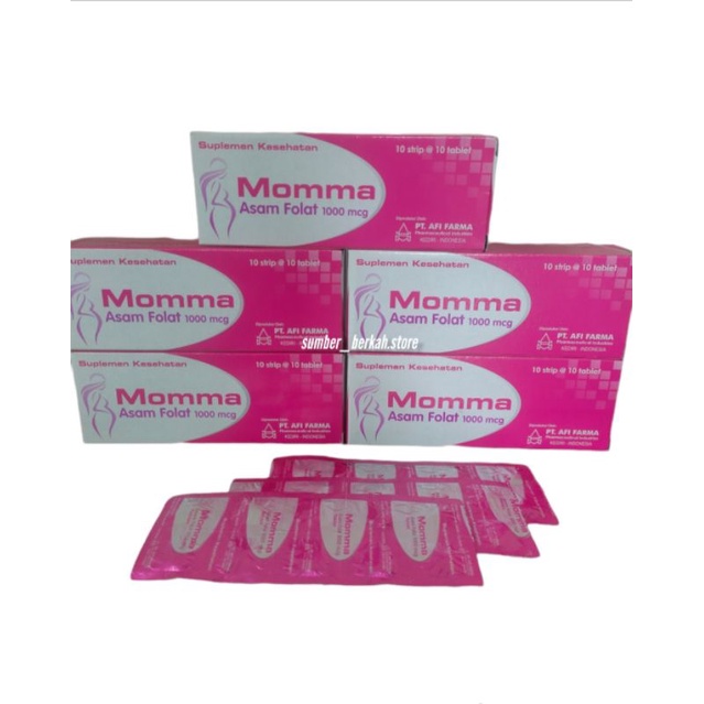 Jual Momma Asam Folat 1000 Mcg Strip Isi 10 Tablet Vitamin Suplemen Ibu