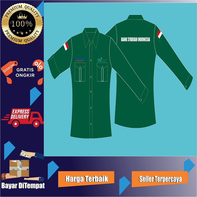 Jual Produksi Seragam Baju Kemeja Bank Syariah Indonesia Sesuai Pesanan Custom Bordir Shopee