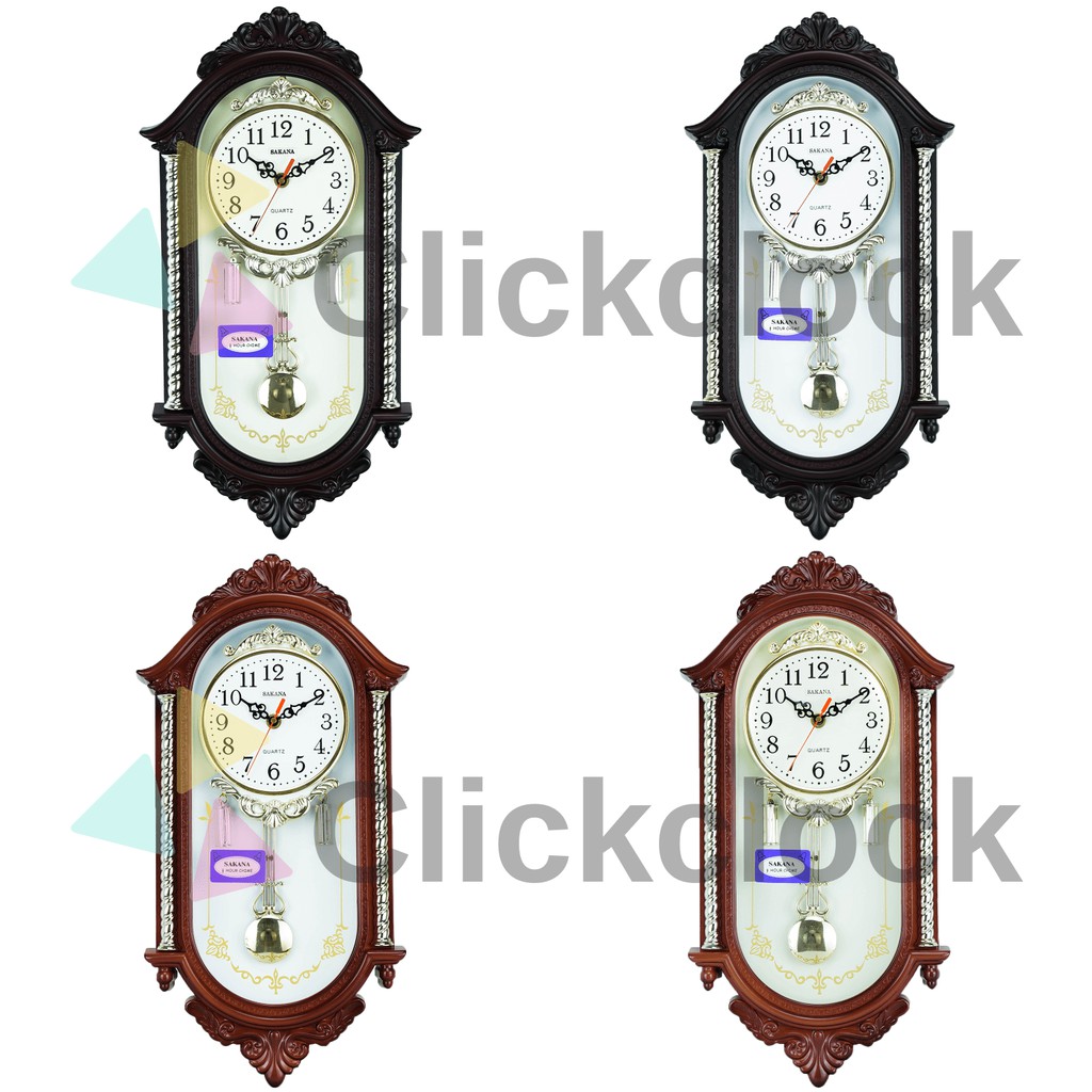 Jual Jam Dinding Bell & Bandul Goyang Minimalis Coklat Gold Coklat ...