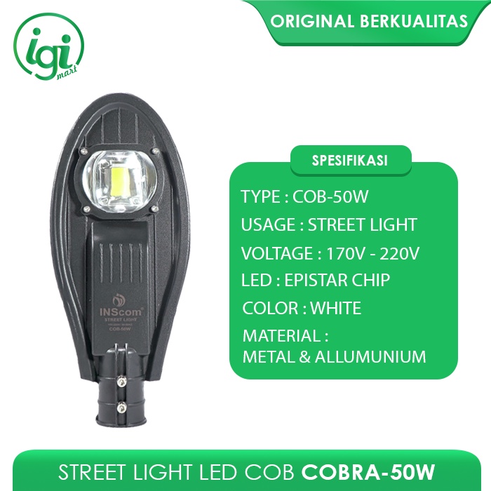 Jual Lampu Jalan Pju Kobra 50 Watt Listrik Street Light Led Cob Cobra