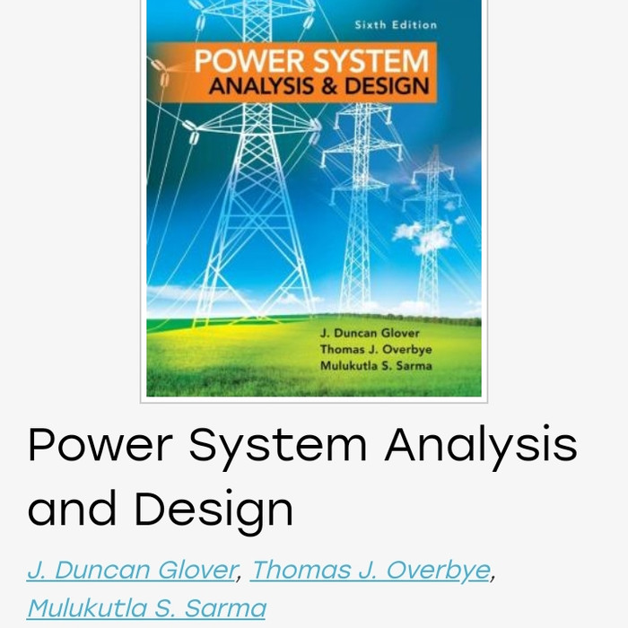 Jual Power System Analysis and Design J. Duncan Glover Shopee Indonesia