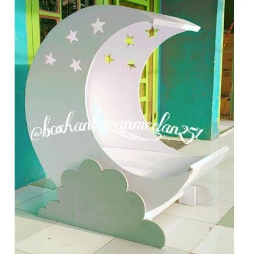 Jual tempat tidur bayi jati belanda bulan sabit dekorasi aqiqah