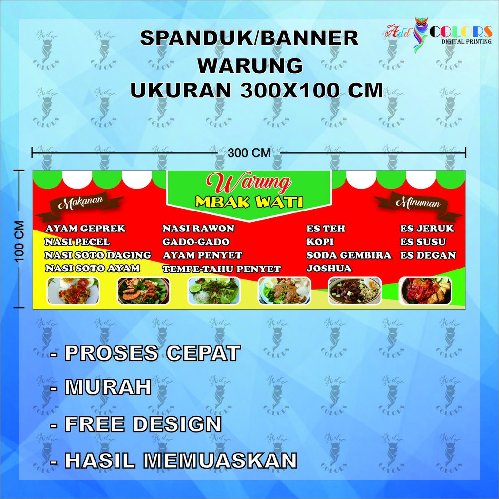 Jual Bannerspanduk Warung Ukuran 300x100 Cm Shopee Indonesia 3410