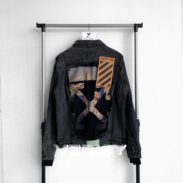 JAKET BAJU OFFWHITE BLACK DENIM CABAN MULTICOLOR ARROWS JACKET GRADE AUTHENTIC 1 1 ORIGINAL