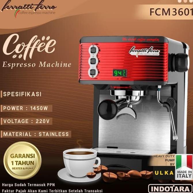 Jual Ferratti Ferro Espresso Machine FCM3601 - Merah | Shopee Indonesia
