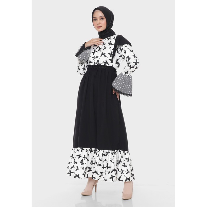 Jual Hijab Ellysha KIMORRA BUTTERFLY EMBROIDERY EXCLUSIVE DRESS BLACK ...