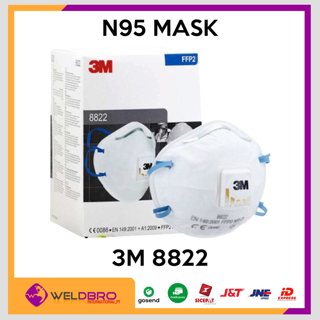 Jual Masker N95 3M Disposable Mask with Valve 8822 FFP2 Mask Anti Covid ...